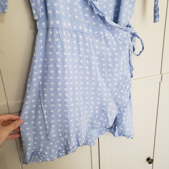 For Love and Lemons Baby Blue Sweetheart Wrap Mini Dress Small - Picture 6 of 13